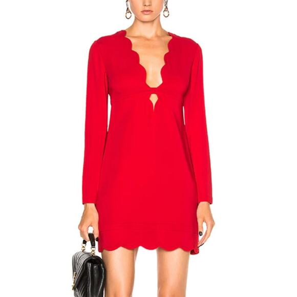 NWT NEW A.L.C. Eve Scalloped Mini Dress in Crimson Red Size 8